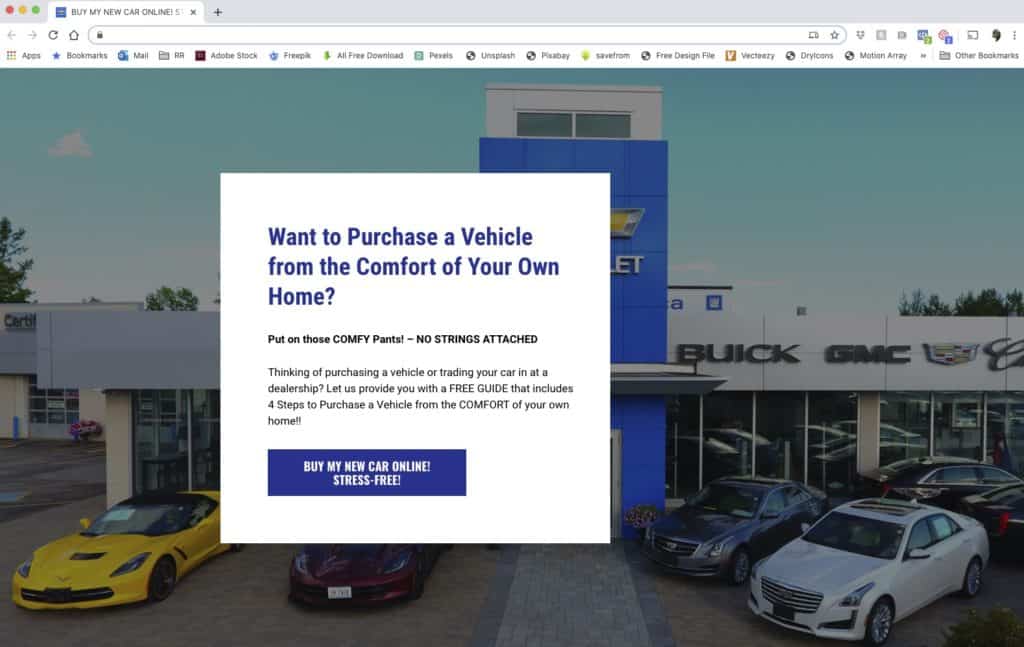 buick chevy car dealership landing page