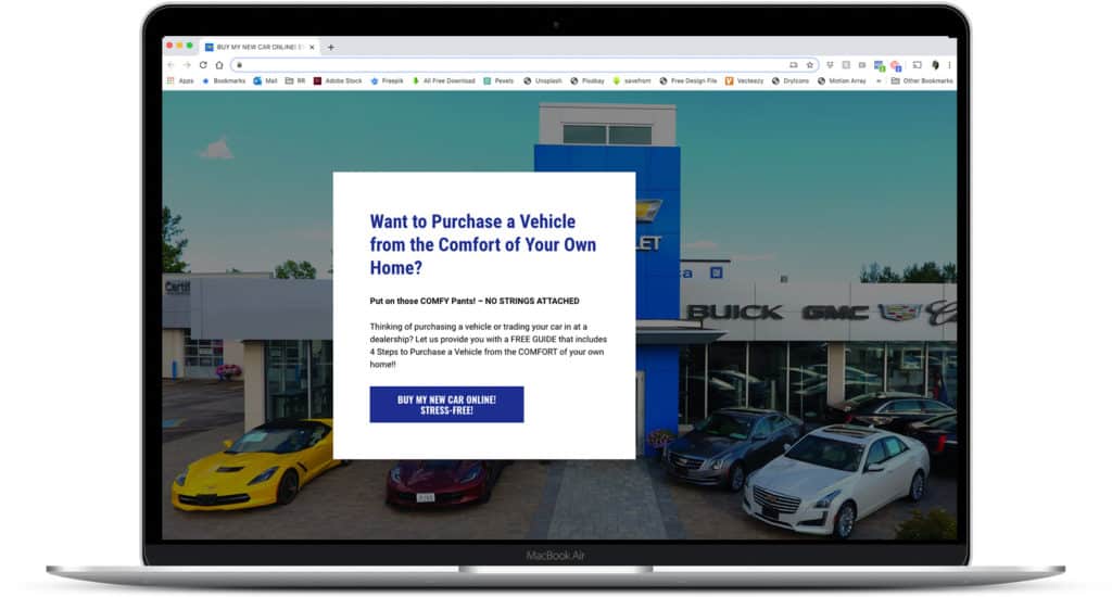 landing page example for selling more cars dealerships
